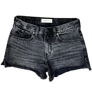 Abercrombie & Fitch Mid Rise Boyfriend Shorts Denim Jean Black 100% Cotton 27/4